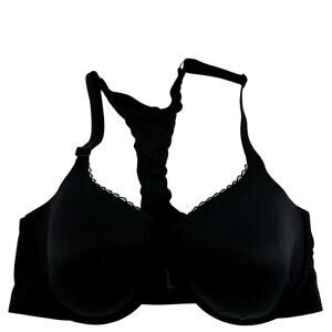 Victoria's Secret Lined Demi Bra Underwired Lace Adjustable Racerback Black 34DD